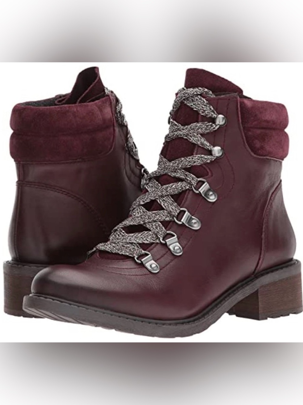 Sam Edelman Darrah Women’s Combat Boots Burgundy Leather/Wool Size 10